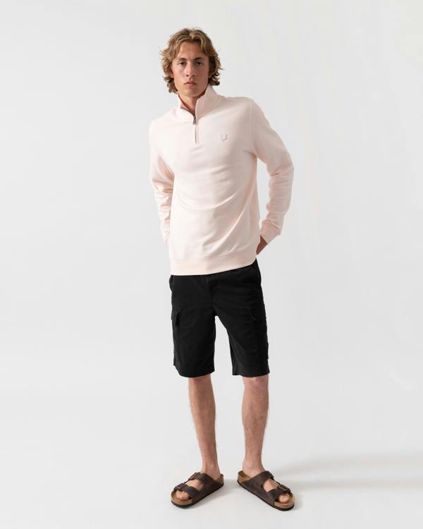 Lyle & Scott Superfine Mens Quarter Zip Sweatshirt - W488 Light Pink