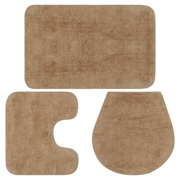 Berkfield Bathroom Mat Set 3 Pieces Fabric Beige