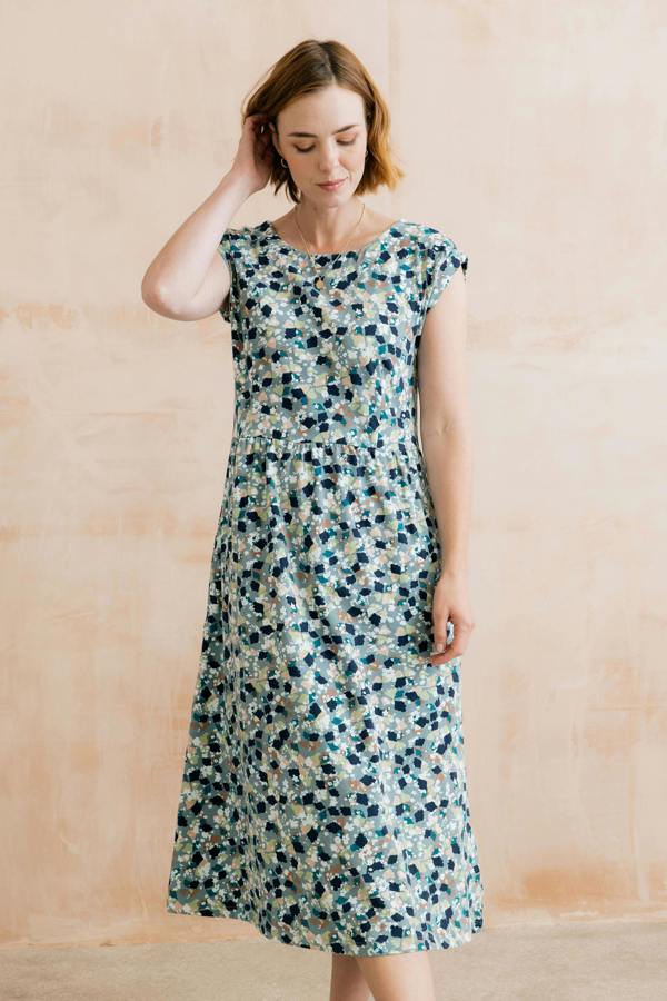 Lily & Me Sway Organic Cotton Jersey T-Shirt Dress Water Violet Ocean