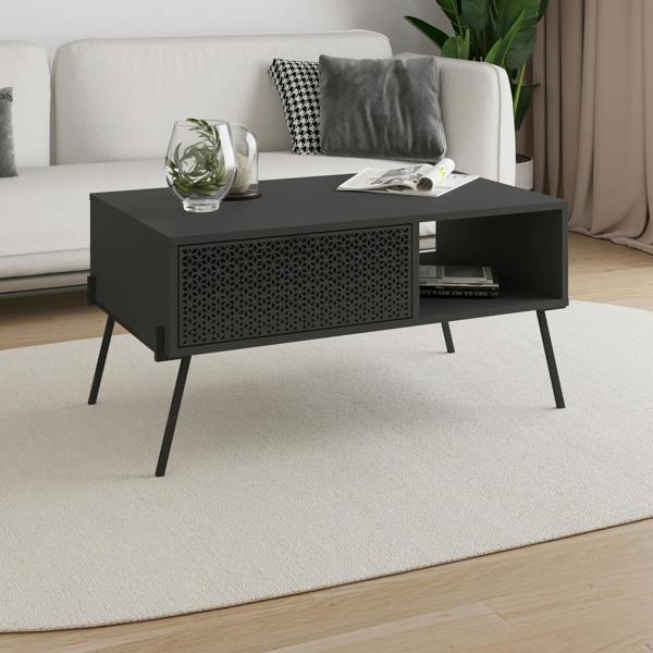 Decortie Naive Anthracite Grey UV Pattern Coffee Table (W) 103cm