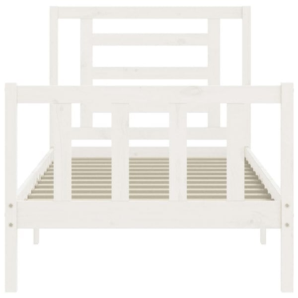 Berkfield Bed Frame with Headboard White 100x200 cm Solid Wood