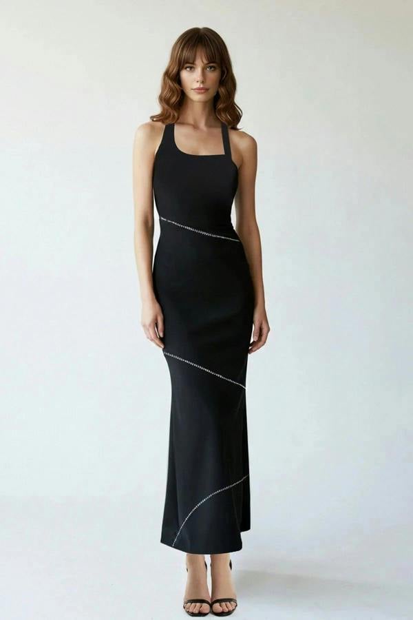 WOVCOR Fitted Embellished Woven Dress