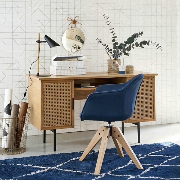 Lindy Rattan Office Desk, Oak-Weilai Concept-Weilai Concept