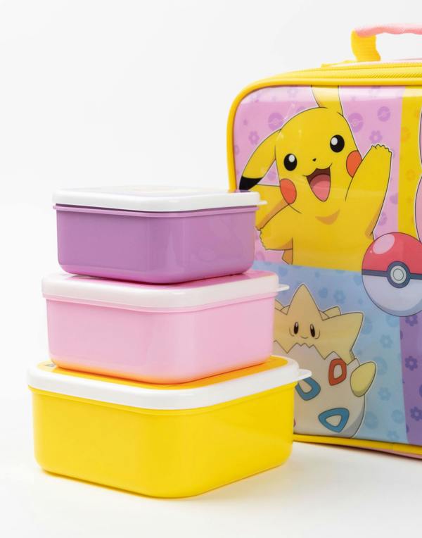 Pokemon Girls Multicoloured Multi Charactor Pose Lunch Bag Bottle and 3 Snack Pot (One Size)
