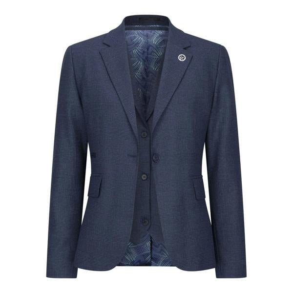 TruClothing Women's Navy Three-Piece Tailored Fit Suit in Prince of Wales Check