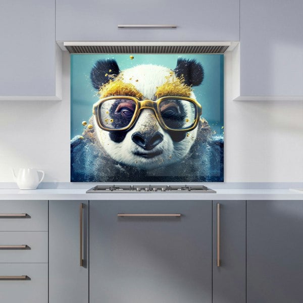 Warren Reed - Designer Panda With Golden Glasses Splashart Kitchen Splashback