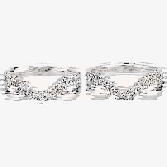 T. H. Baker 9ct White Gold 0.20ct Diamond Crossover Ring TH011763R