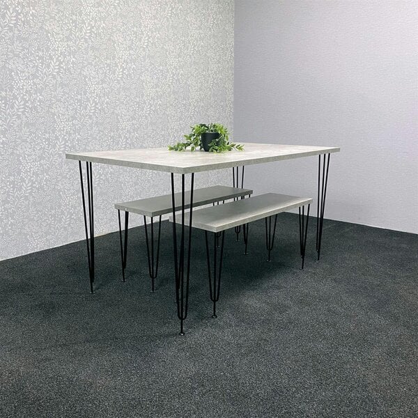 Kosy Koala Modern Grey Dining Table with 2 Benches Dining Room Furniture