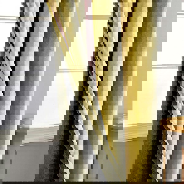 Dusty Yellow Velvet Blackout Eyelet Curtains - 46x54 Inch Drop - Pair Image 3