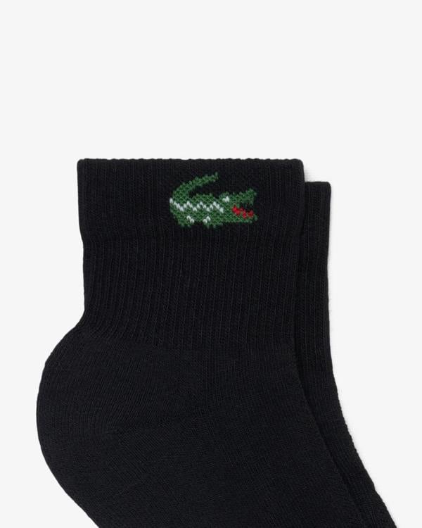 Lacoste 6 - Pack Mid - Length Mens Sport Socks - Black 031 | CHO | Designer Mens Socks