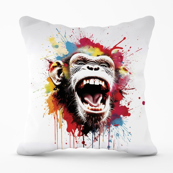 Warren Reed Coloured Splashart Crazy Monkey Face Cushions