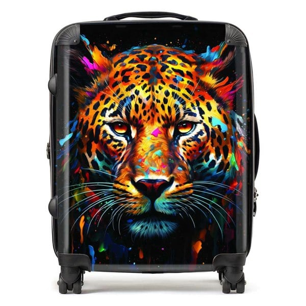 Warren Reed Splashart Leopard Face Suitcase