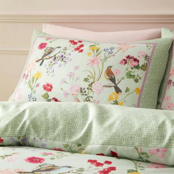 RHS Birds In Bloom Green Duvet Cover Set