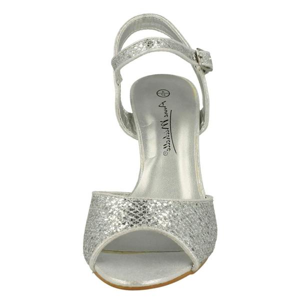 Anne Michelle Ladies Anne Michelle Glitter Peep Toe Heels F10467
