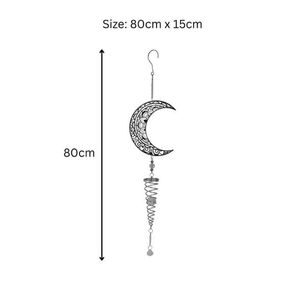 EDH Door Hardware Moon Stainless Steel Hanging Spiral Spinner – 80cm x 15cm | 3D Kinetic Wind Sculpture for Garden, Patio & Home Décor