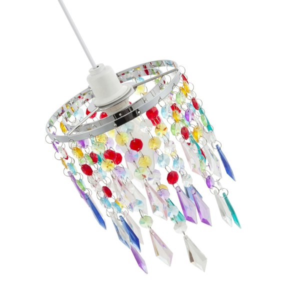 Modern Waterfall Design Pendant Shade with Multi Colour Acrylic Drops and Beads Image 3