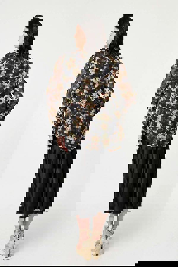 Green | Curve Floral Long Sleeve Layered Blouse