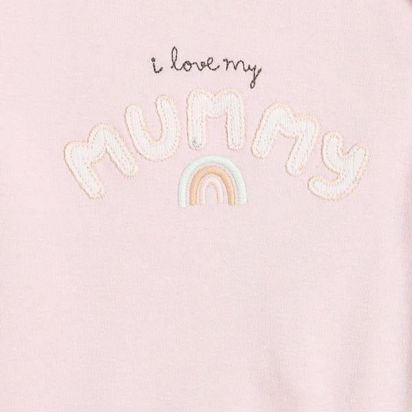 Mini Cuddles Baby Girls Typographic Sleepsuit, Pink