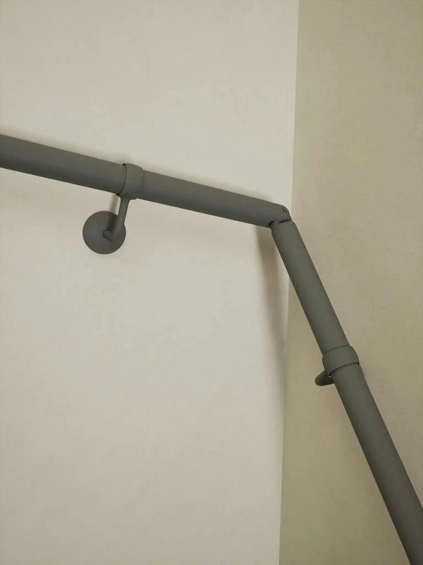 Luddington Textured Grey Double Winder Handrail close up showing elbow and support bracket