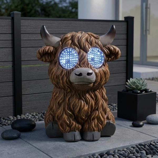 Garden Greatness Lunaria Blinkin Highland Cow Solar Light