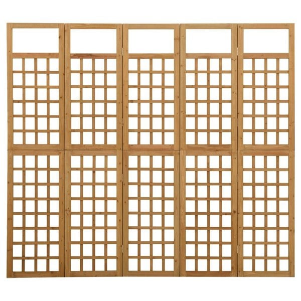 Berkfield 5-Panel Room Divider/Trellis Solid Fir Wood 201.5x180 cm