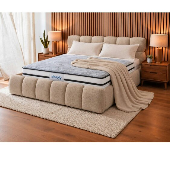 Outdoor Living The Maya Plush Ottoman Bed with Sleeply Hybrid Pocket Sprung Mattress – Double & King (Package Deal) - Beige