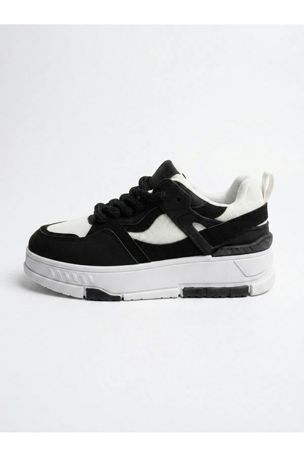 Genevieve Monochrome Chunky Sole Trainers - Black