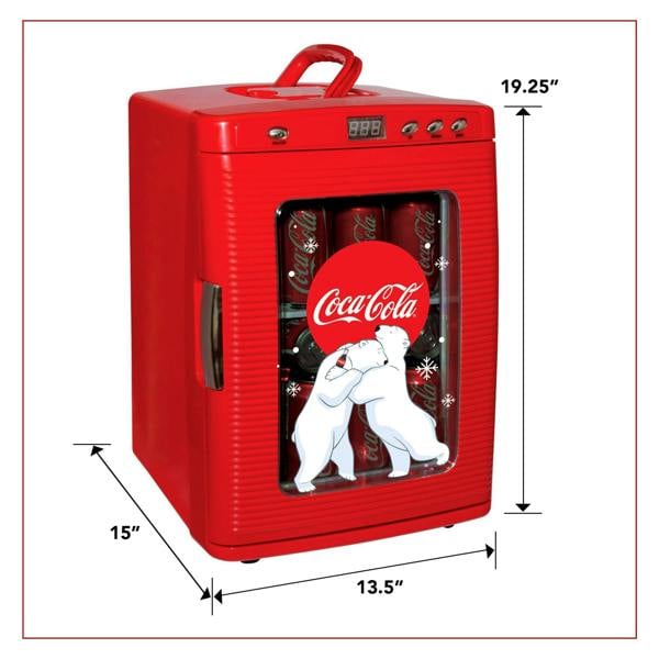Coca-Cola 25L Mini Fridge – 28 Can Tabletop Cooler & Warmer for Drinks, Snacks or Home Use (Red)