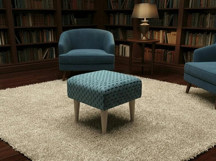ISTOOLS Premium Pattern Fabric Ottoman Footstool Pouffe – UK Handmade - 19 x 17 Inches (48 x 43cm)