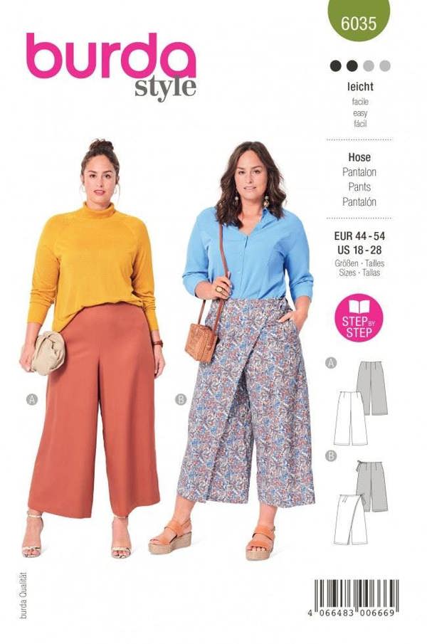 Burda Sewing Pattern 6035 Trousers For Women, 18-28 (44-54) - Easy