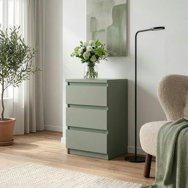 Furniture To Go Edmore 3 Drawer Bedside Chest in Sage Green