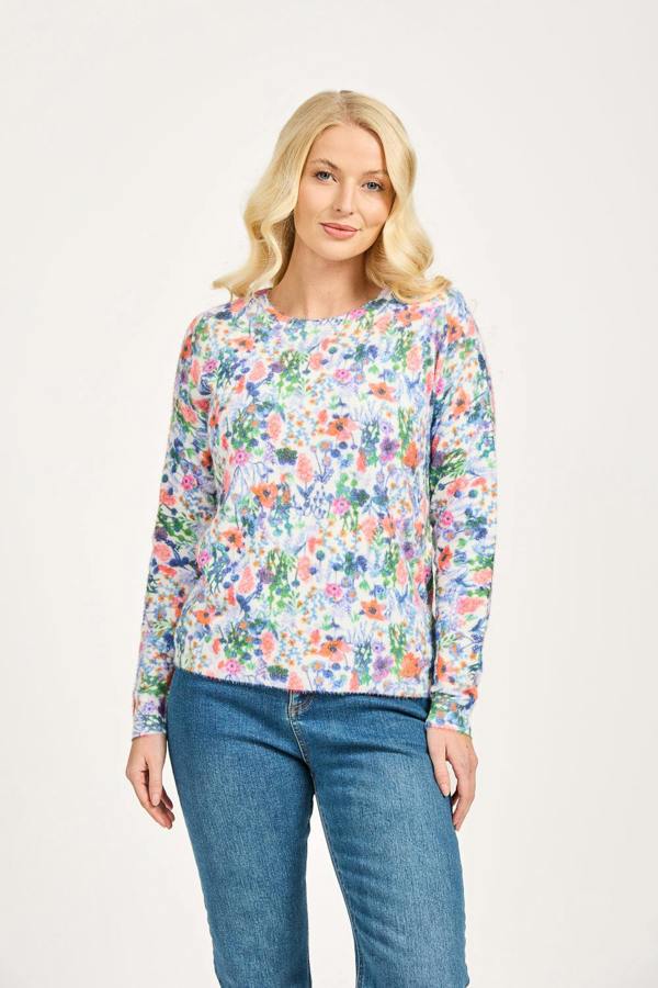 Mudflower Floral Print Fluffy Jumper