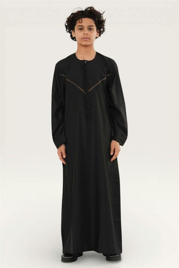 Infinity Leather Kids Boys Moroccan Embroidered Djellaba Islamic Jubba Robe Tassel Ramadan Thobe