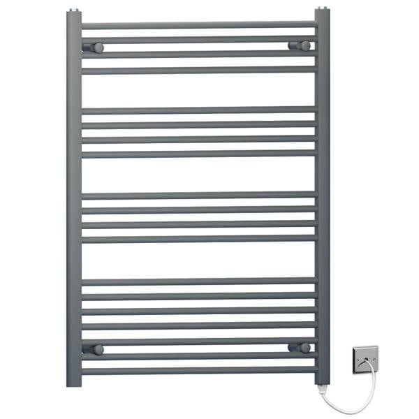 MYHOMEWARE 700 x 1000mm Anthracite Grey Flat Electric Pre-Filled Heated Towel Rail Radiator For Bathroom Designer Standard Element