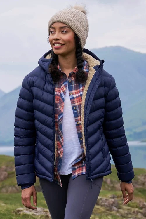 Mountain Warehouse Womens/Ladies Faux Fur Lined Padded Jacket - Navy