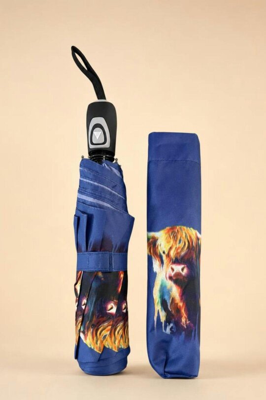 SVNX Highland Cow Umbrella in Blue