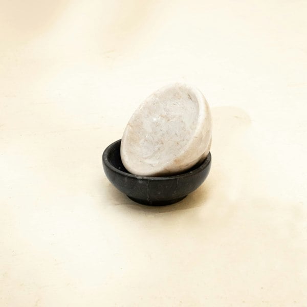 Beige marble trinket dish for jewellery genuine stone vanity