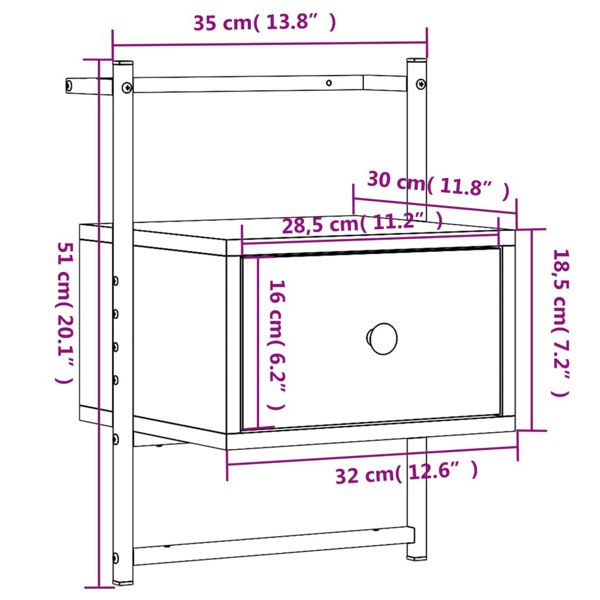 Berkfield Bedside Cabinets Wall-mounted 2 pcs Sonoma Oak 35x30x51 cm Engineered Wood