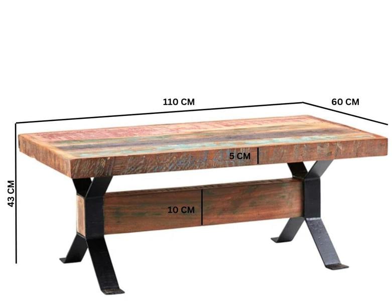 Wyld Haus Seattle Reclaimed Wood and Metal Coffee Table