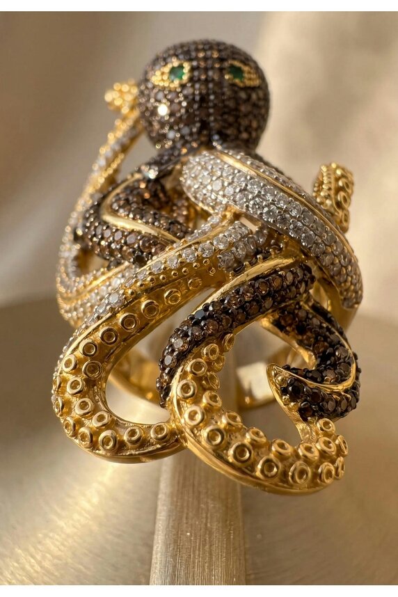 Latelita Octopus Cocktail Ring Nordic Gold Adjustable