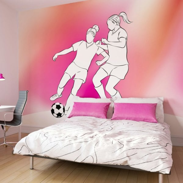 Origin Murals Girls Playing Football Wall Mural - Pink