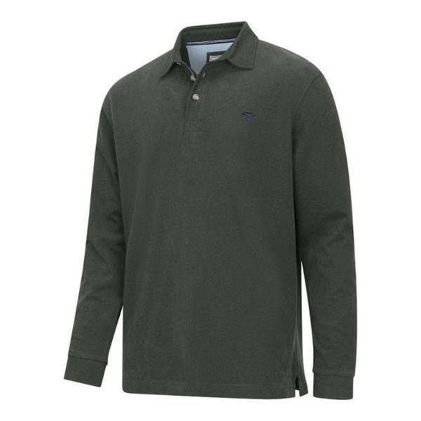 Hoggs of Fife Moffat rugby shirt in forest green, classic country top with traditional styling for work or weekend wear
