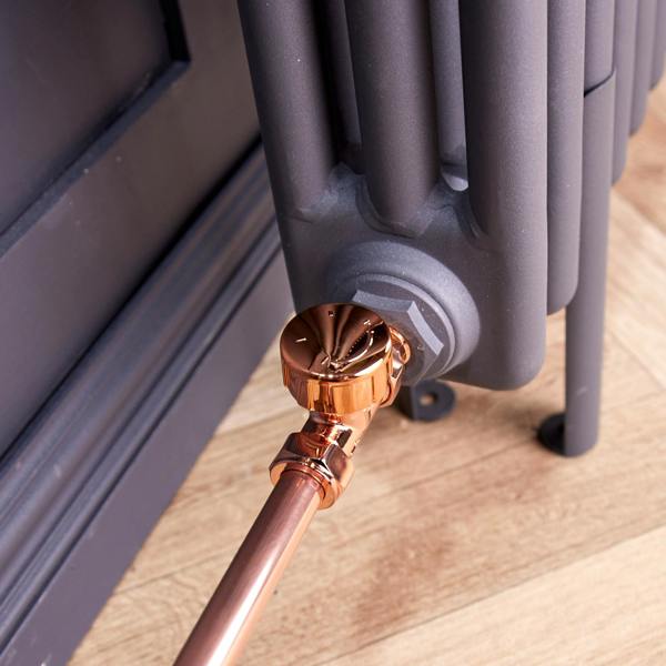 Flode Straight Thermostatic Radiator Valve Pack | 15mm x 1/2" | Copper