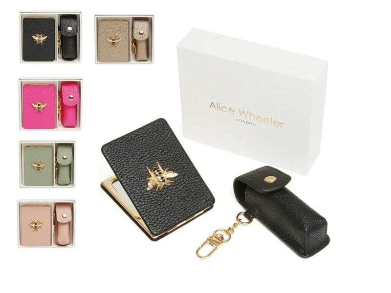 Alice Wheeler Bee 2-Piece Gift Set – Compact Mirror & Lipstick Holder