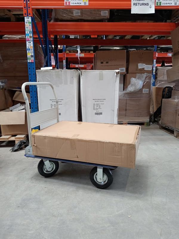 Bristol Tool Company 1894 Bristol Tool Company Pneumatic Wheel Platform Truck, 350kg Capacity, Foldable Handle, Steel Frame