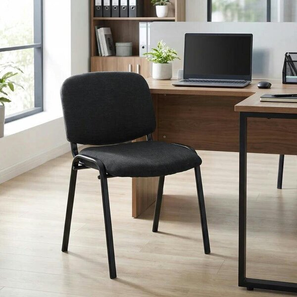 Meeting Chair, Stackable Ergonomic Office Chair with Padded Seat, Curved Backrest for Conference Room, Black