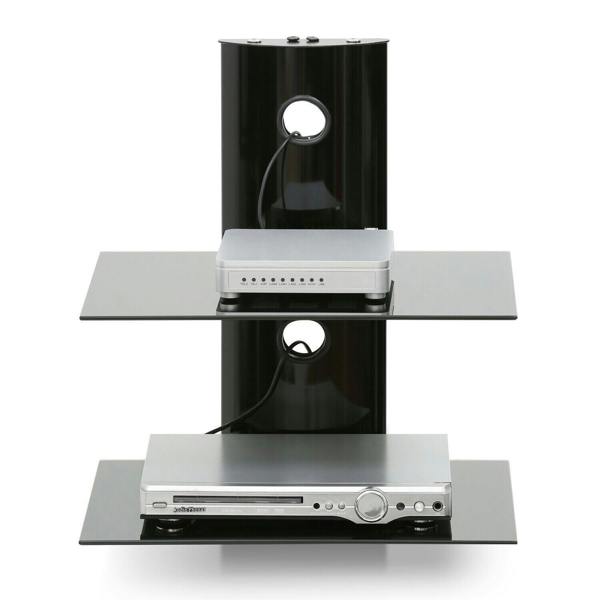 WALPLUS Alek Modern 2-Tier Floating Wall Shelf for Media Accessories, Black perfect for organized storage and display