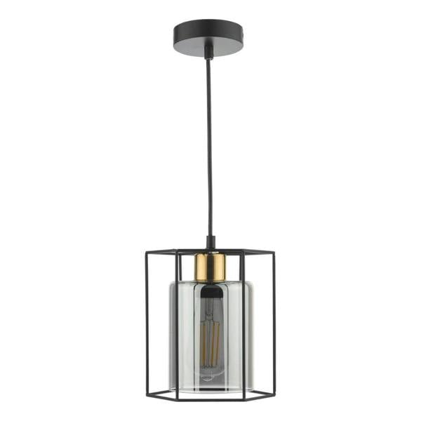 Pagazzi Lighting Sabrina 1 Light Black and Smoked Glass Pendant Ceiling Light