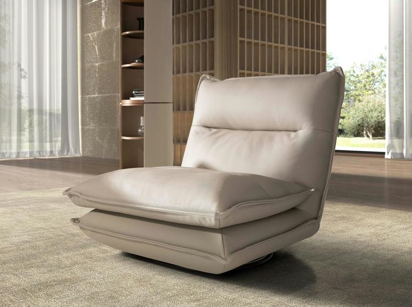 Angel Cerdá Taupe grey leather swivel armchair 5244