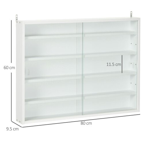 Wyld Haus Ronimo Wood And Glass White Wall Mounted Display Cabinet With Adjustable Shelves